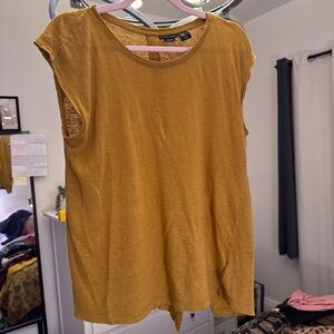 Tahari Women's Mustard Sleeveless Slub Tank Top